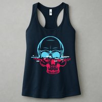 Two Tone Skull With Distortion Womens Tank Top