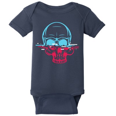 Two Tone Skull With Distortion Baby Bodysuit