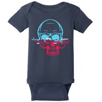 Two Tone Skull With Distortion Baby Bodysuit