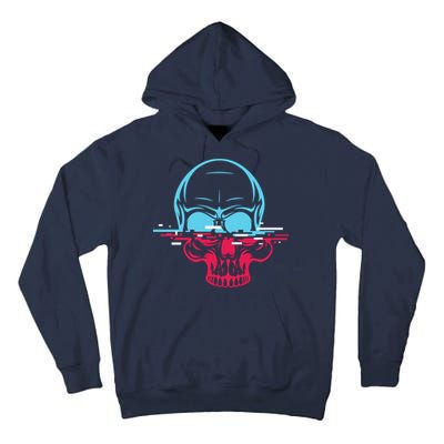 Two Tone Skull With Distortion Tall Hoodie