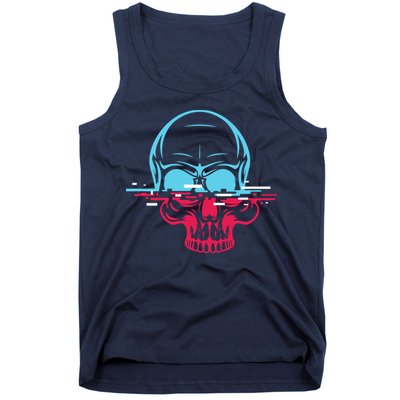 Two Tone Skull With Distortion Tank Top