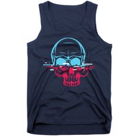 Two Tone Skull With Distortion Tank Top