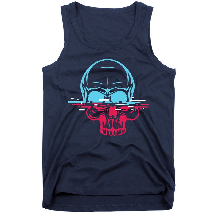 Two Tone Skull With Distortion Tank Top
