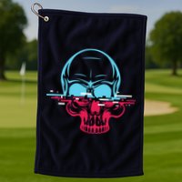 Two Tone Skull With Distortion Golf Towel
