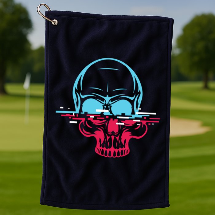 Two Tone Skull With Distortion Golf Towel