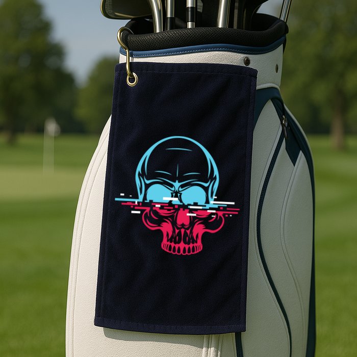 Two Tone Skull With Distortion Golf Towel