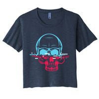 Two Tone Skull With Distortion Crop Top