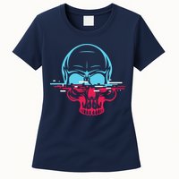Two Tone Skull With Distortion Womens T-Shirt