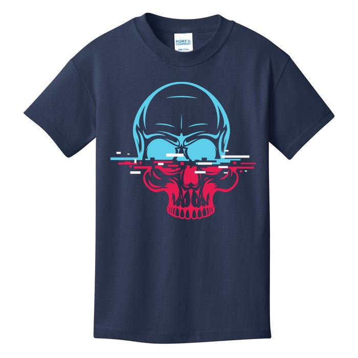 Two Tone Skull With Distortion Kids T-Shirt