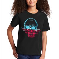Two Tone Skull With Distortion Kids T-Shirt