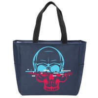 Two Tone Skull With Distortion Zip Tote Bag