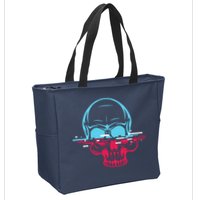 Two Tone Skull With Distortion Zip Tote Bag