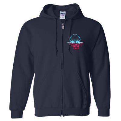 Two Tone Skull With Distortion Full Zip Hoodie
