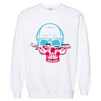 Two Tone Skull With Distortion Garment-Dyed Sweatshirt
