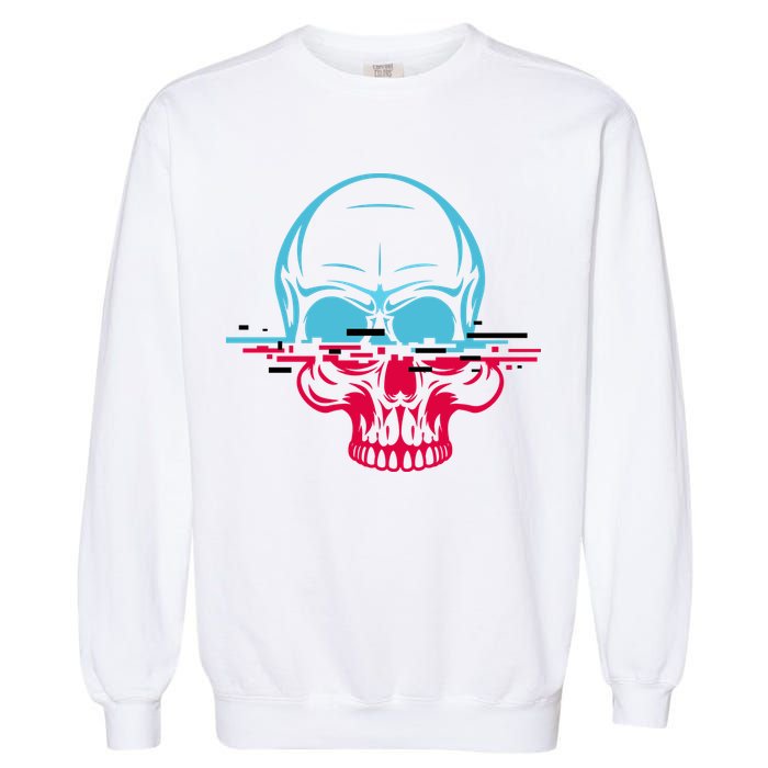 Two Tone Skull With Distortion Garment-Dyed Sweatshirt