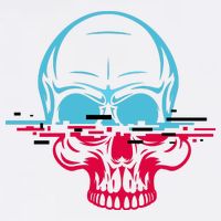 Two Tone Skull With Distortion Garment-Dyed Sweatshirt
