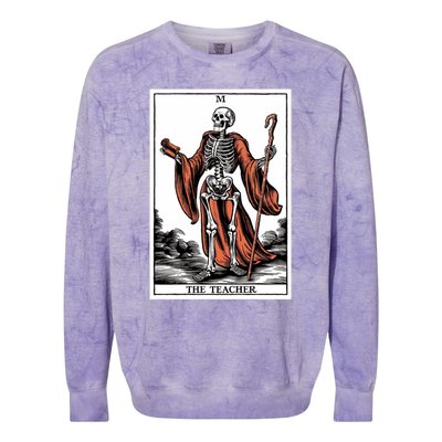 The Teacher Skeleton Tarot Card Gift Colorblast Crewneck Sweatshirt