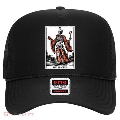 The Teacher Skeleton Tarot Card Gift High Crown Mesh Back Trucker Hat