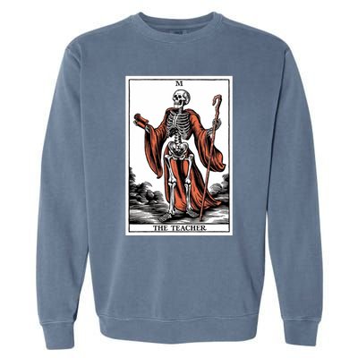 The Teacher Skeleton Tarot Card Gift Garment-Dyed Sweatshirt