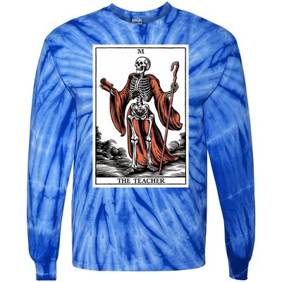 The Teacher Skeleton Tarot Card Gift Tie-Dye Long Sleeve Shirt