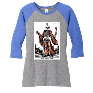 The Teacher Skeleton Tarot Card Gift Women's Tri-Blend 3/4-Sleeve Raglan Shirt