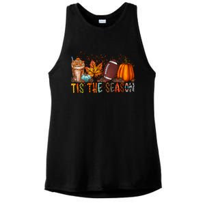 Tis The Season Football Season Game Day Fall Pumpkin Spice Gift Ladies PosiCharge Tri-Blend Wicking Tank