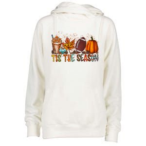 Tis The Season Football Season Game Day Fall Pumpkin Spice Gift Womens Funnel Neck Pullover Hood