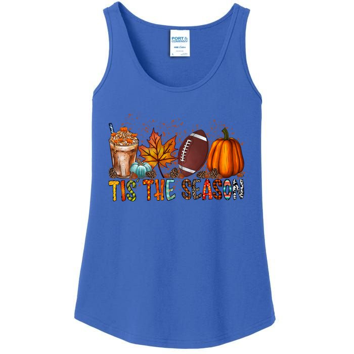 Tis The Season Football Season Game Day Fall Pumpkin Spice Gift Ladies Essential Tank