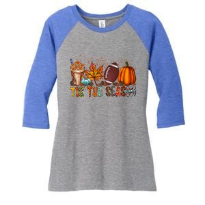 Tis The Season Football Season Game Day Fall Pumpkin Spice Gift Women's Tri-Blend 3/4-Sleeve Raglan Shirt