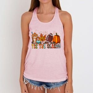 Tis The Season Football Season Game Day Fall Pumpkin Spice Gift Women's Knotted Racerback Tank