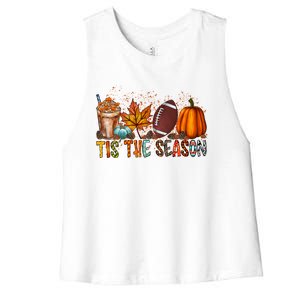 Tis The Season Football Season Game Day Fall Pumpkin Spice Gift Women's Racerback Cropped Tank