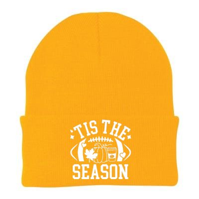 Tis The Season Football Fall Pumpkin Latte Knit Cap Winter Beanie