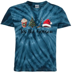 Tis The Season Hockey Coffee Santa Hat Christmas Women Kids Tie-Dye T-Shirt