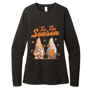 Tis The Season Gnomes Autumn Fall Retro Family Matching Gift Womens CVC Long Sleeve Shirt