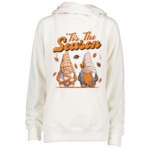 Tis The Season Gnomes Autumn Fall Retro Family Matching Gift Womens Funnel Neck Pullover Hood