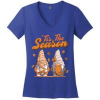 Tis The Season Gnomes Autumn Fall Retro Family Matching Gift Women's V-Neck T-Shirt