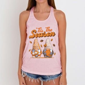 Tis The Season Gnomes Autumn Fall Retro Family Matching Gift Women's Knotted Racerback Tank