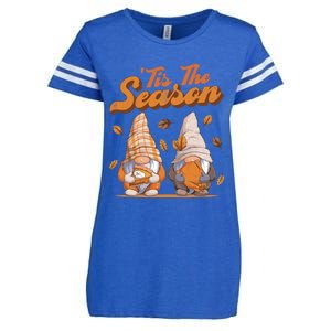 Tis The Season Gnomes Autumn Fall Retro Family Matching Gift Enza Ladies Jersey Football T-Shirt