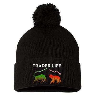 Trader T Stock T Day Trading Market Forex Pom Pom 12in Knit Beanie