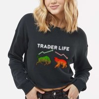 Trader T Stock T Day Trading Market Forex Cropped Pullover Crew