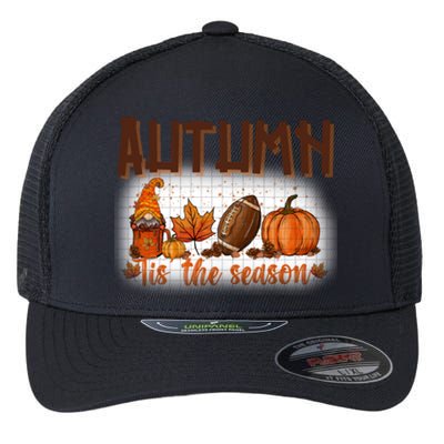 Tis' The Season Leopard Pumpkin Football Halloween Fall Great Gift Flexfit Unipanel Trucker Cap