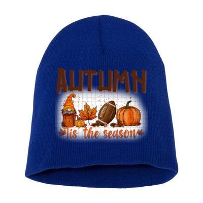 Tis' The Season Leopard Pumpkin Football Halloween Fall Great Gift Short Acrylic Beanie