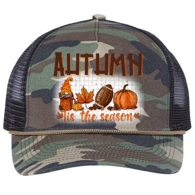 Tis' The Season Leopard Pumpkin Football Halloween Fall Great Gift Retro Rope Trucker Hat Cap