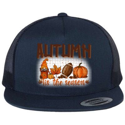 Tis' The Season Leopard Pumpkin Football Halloween Fall Great Gift Flat Bill Trucker Hat