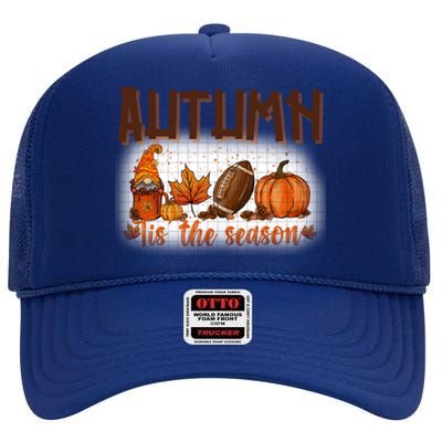 Tis' The Season Leopard Pumpkin Football Halloween Fall Great Gift High Crown Mesh Back Trucker Hat