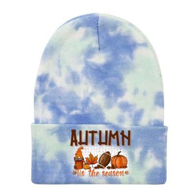 Tis' The Season Leopard Pumpkin Football Halloween Fall Great Gift Tie Dye 12in Knit Beanie