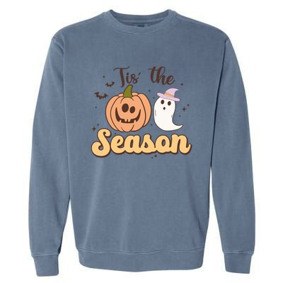 Tis The Season Pumpkin Ghost Funny Halloween Gift Garment-Dyed Sweatshirt