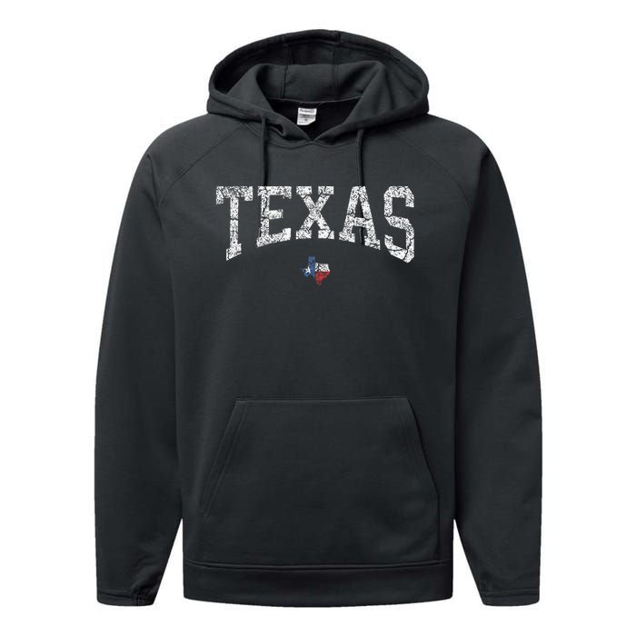 Texas Texas State Map Flag Distressed Performance Fleece Hoodie