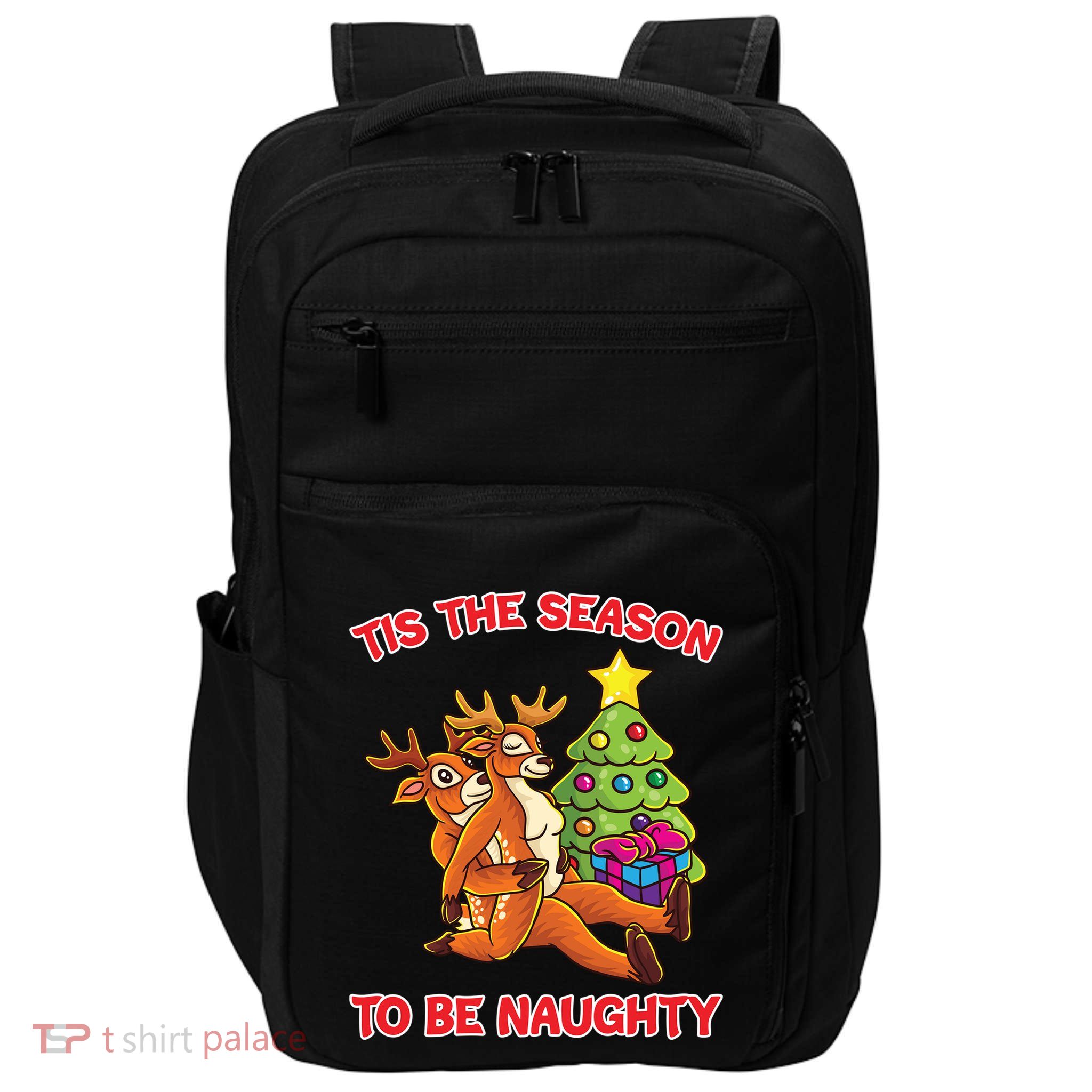 Tis The Season To Be Naughty Humping Reindeer Love Couple Gift Impact Tech Backpack