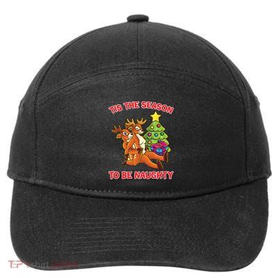 Tis The Season To Be Naughty Humping Reindeer Love Couple Gift 7-Panel Snapback Hat